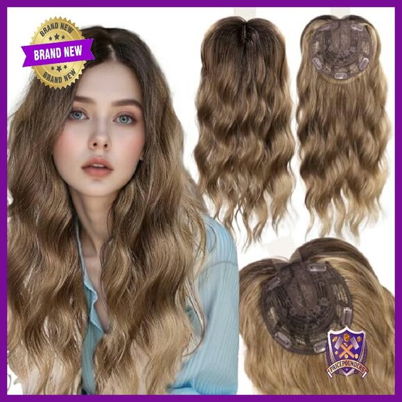 20 Inch Synthetic Hair Topper with Wispy Bangs for Thinning Hair main image 2